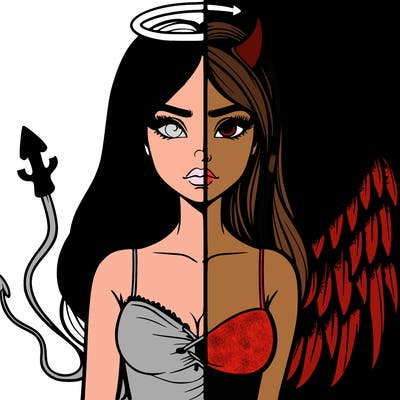 devil vs angel realistic girl