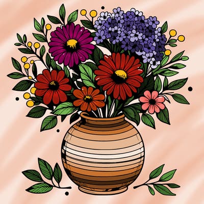 flowers in a pretty vase realistic