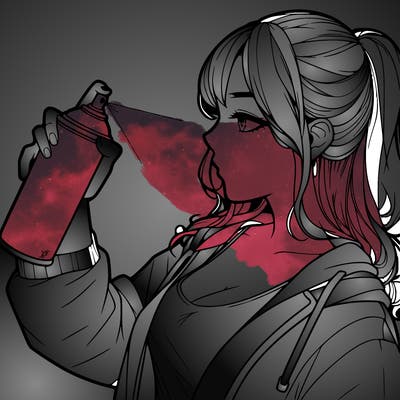 a realistic girl spray, painting