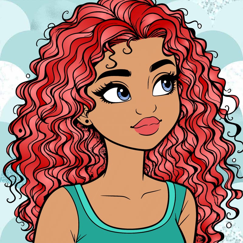 realistic girl with curly hair