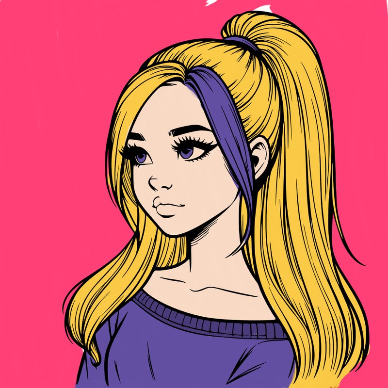 realistic girl with a high ponytail