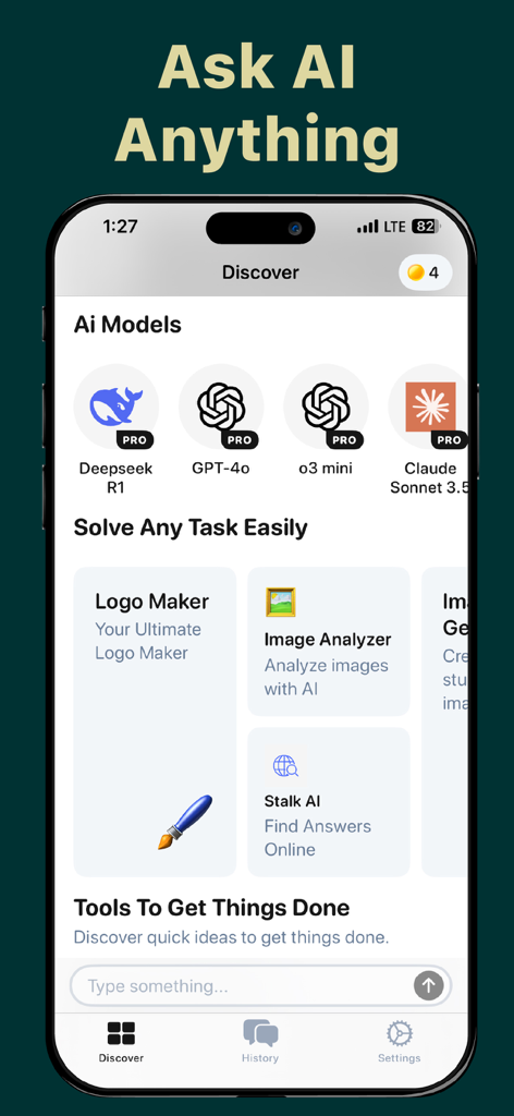 L'app ChatIn mostra modelli AI come GPT-4o e Claude insieme a strumenti di produttività