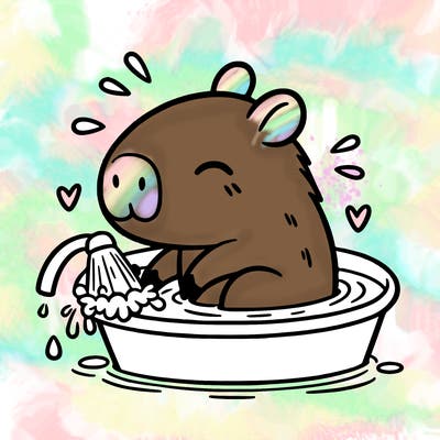 capybara taking a bath