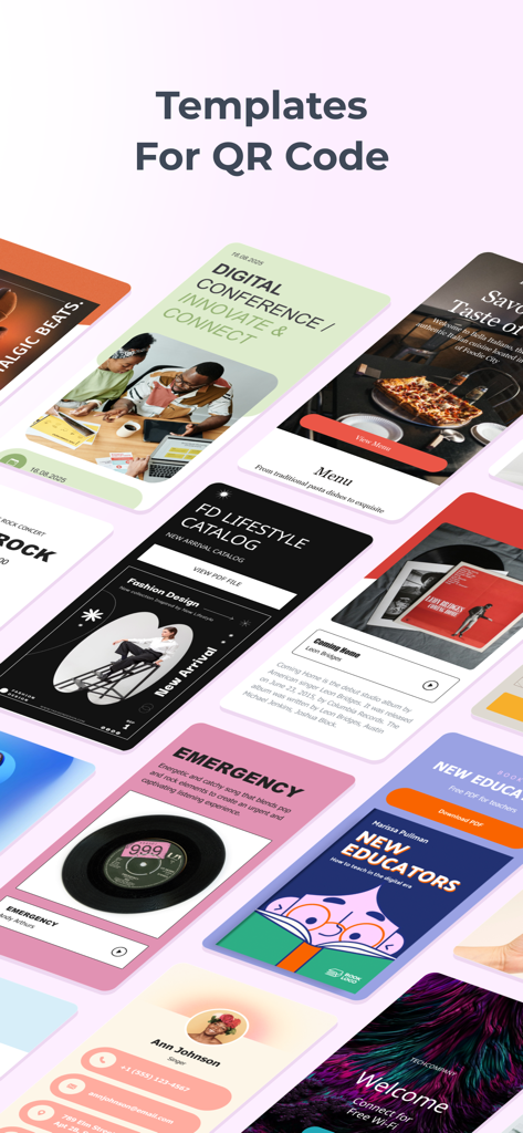 A variety of professional QR code design templates for small businesses.