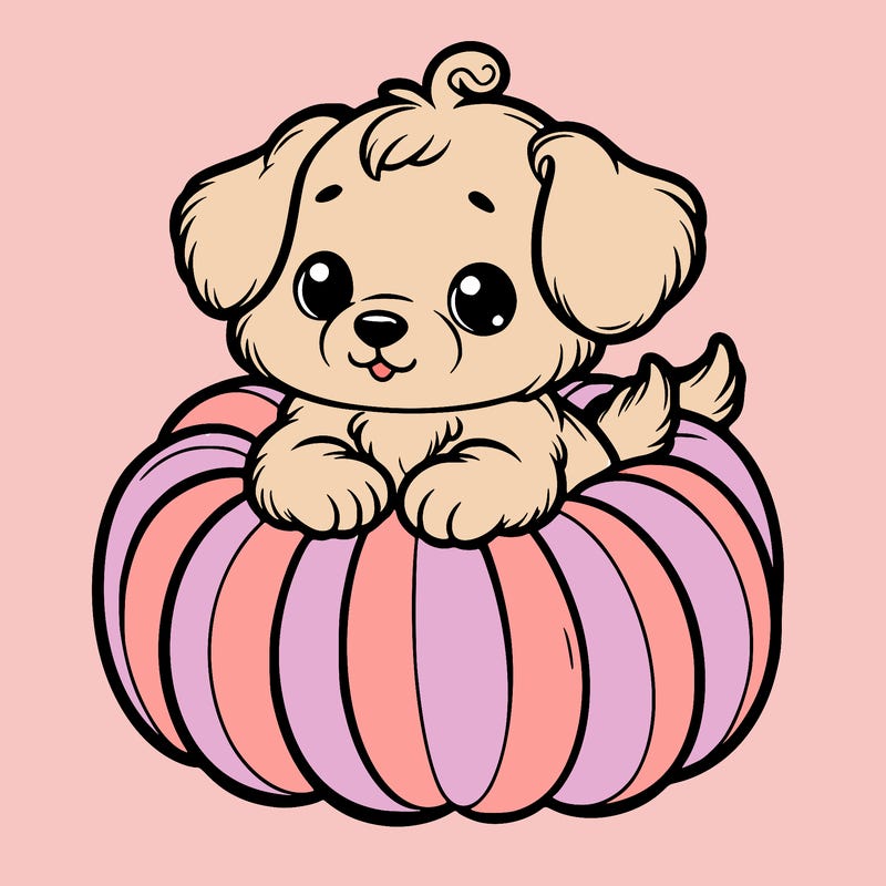 cute little puppy in a pumpkin