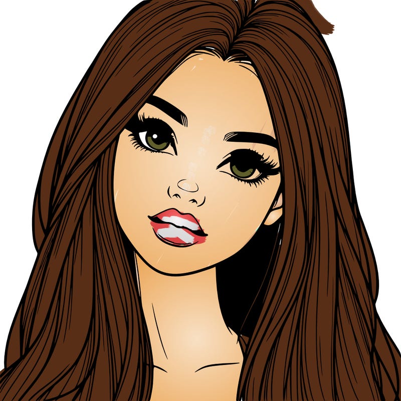 realistic teen girl with long hair and lips