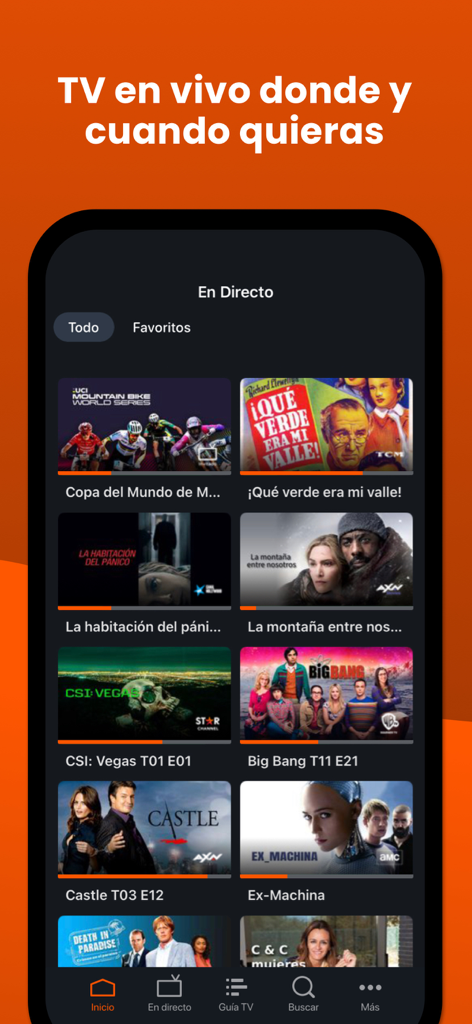 EDONON TV - Euskaltel - EDONON TV app interface displaying a grid of live television shows and movies