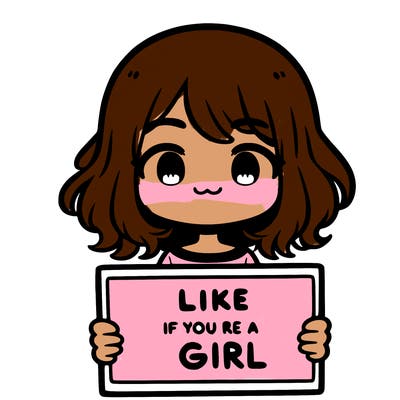 a cute girl holding a sign that says like if you’re a girl