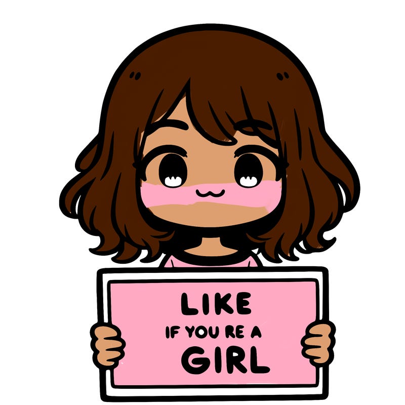 a cute girl holding a sign that says like if you’re a girl