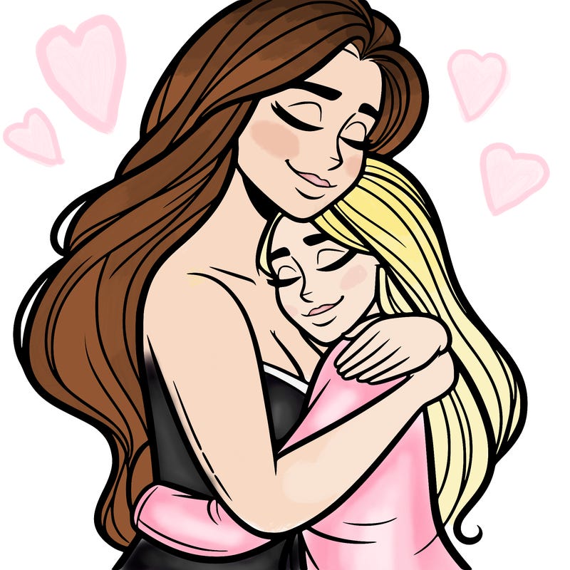 woman hugging another person