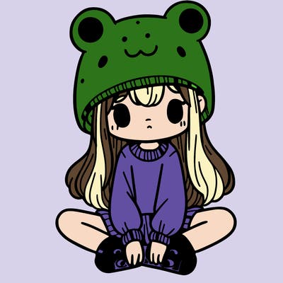a girl wearing a frog hat and some frog socks