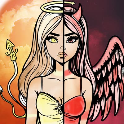 devil vs angel realistic girl