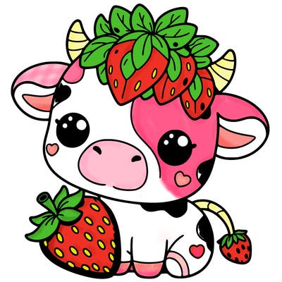 cute strawberry cow