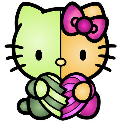hello kitty holding a heart easy to draw with a split