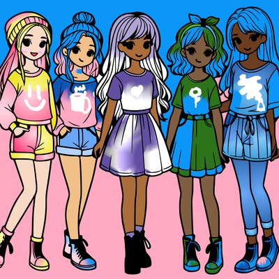 a group of five girls