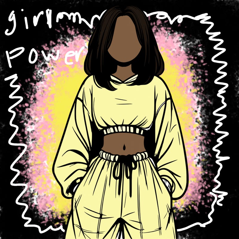 realistic girl faceless with baggy pants and a crop top