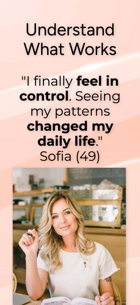 A 49 year old woman shares a testimonial about feeling in control using the Menopause Journey app.