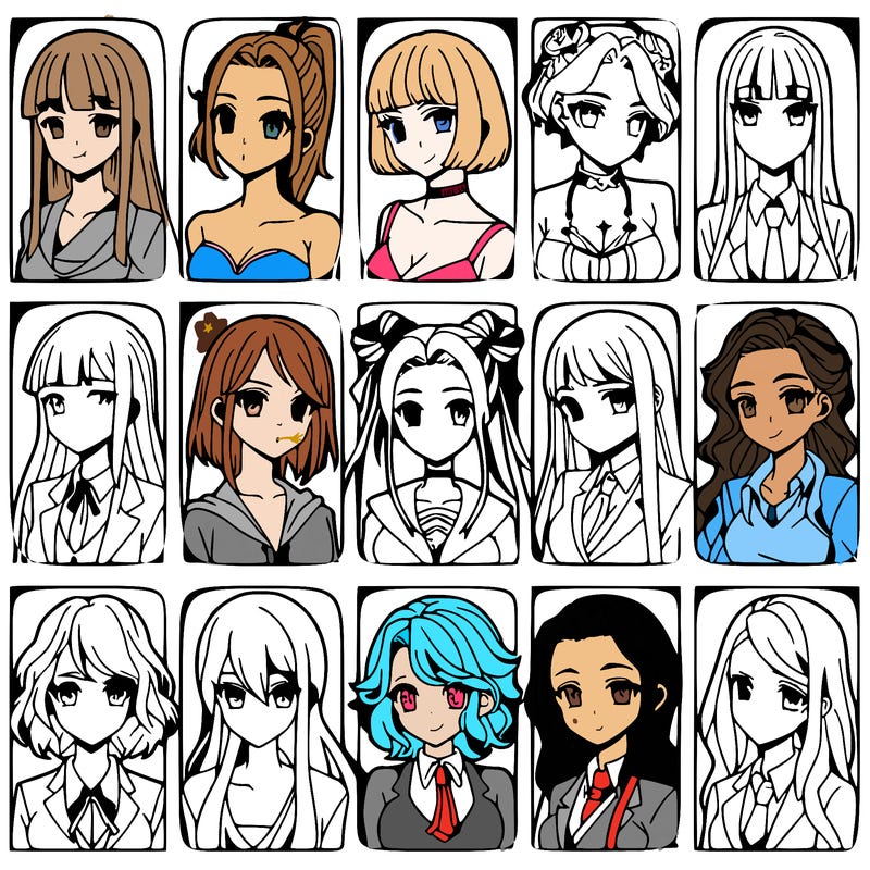 girls that look diffrent anime