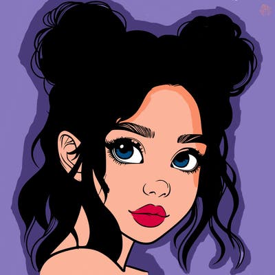 realistic girl with hair buns on her head