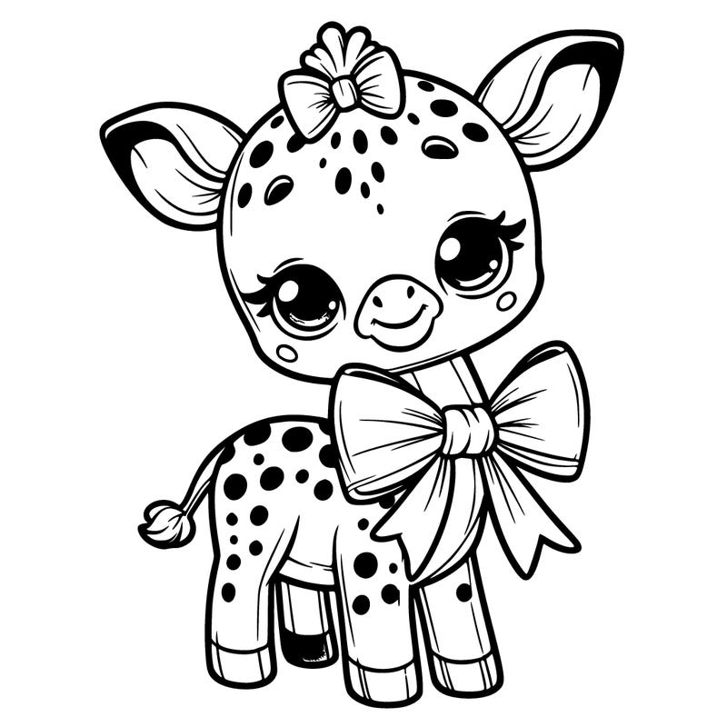 cute realistic giraff witch a bow on the neck