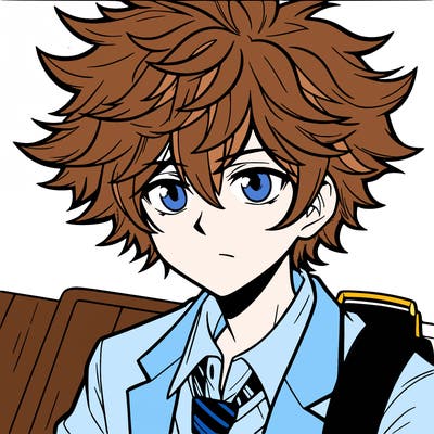 manga character boy with large hair