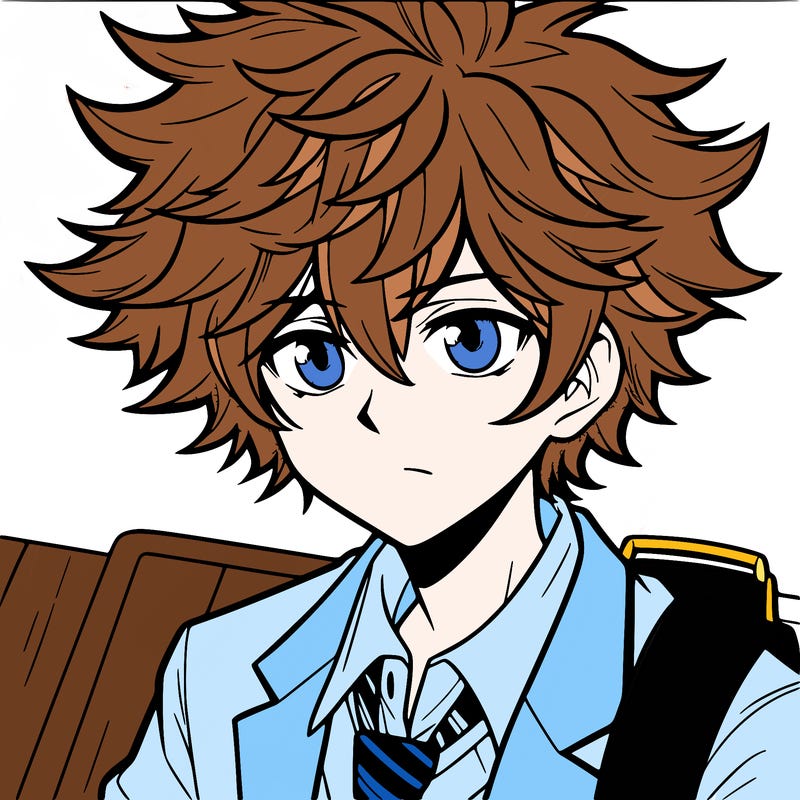 manga character boy with large hair