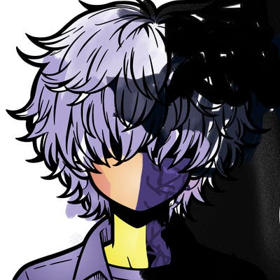 manga boy fluffy hair covering his eyes