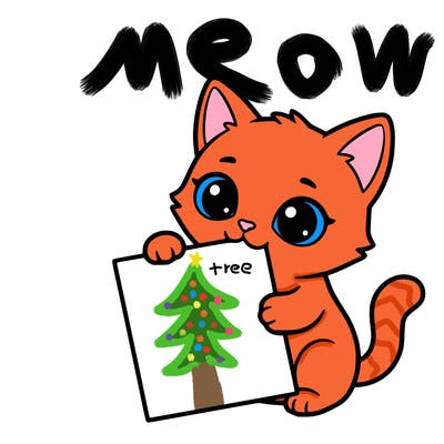a small cat with a blank sheet of paper in its hand. the cat is sooooooo cute!
