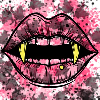 lips with vampire teeth