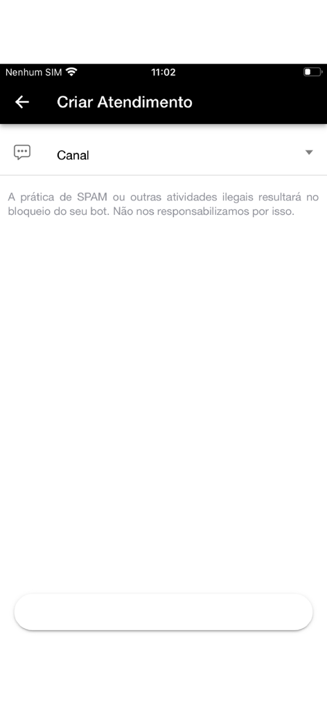 ChatHubアプリのインターフェース。チャネル選択メニュー付きのサービス作成画面を表示