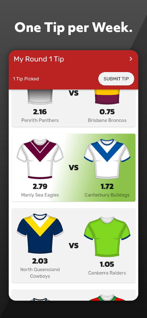 AFL & NRL Tipping - One Pick - Sports App | MWM