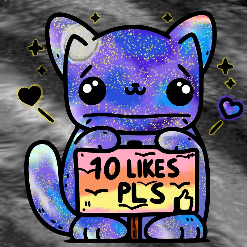 cute cat bye a sign that says 10 likes pls