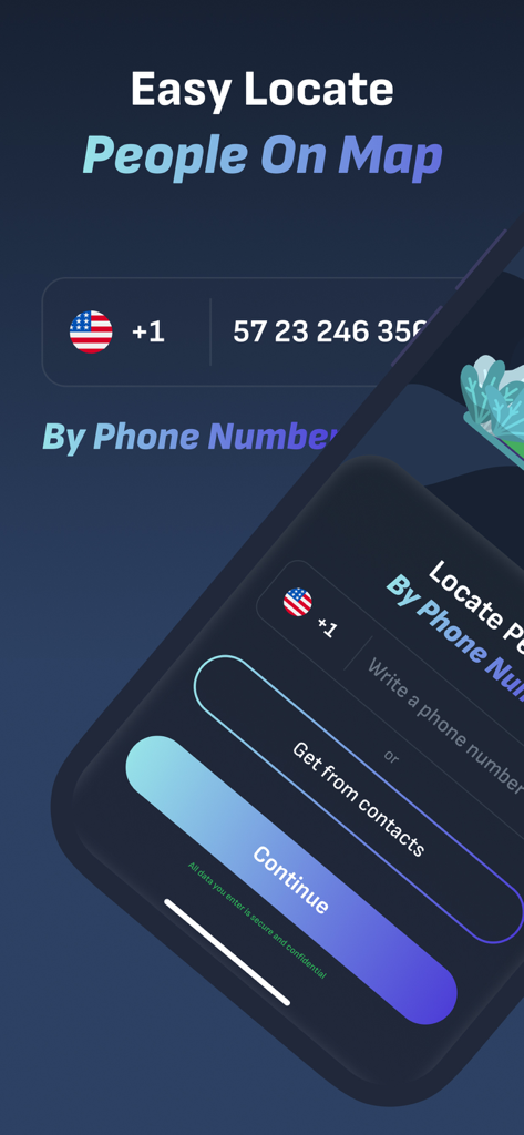 Location Tracker: Phone Track - Mobile app screen showing the option to track location by entering a phone number