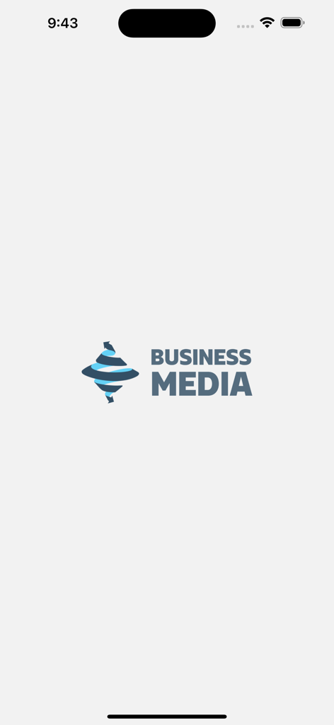 Splash screen for the BMG Business Media Georgia app showing the company logo