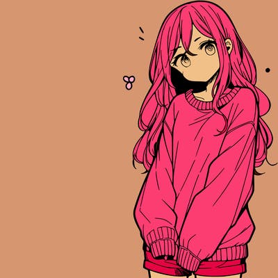 manga teen girl  in a sweater and baggy pants