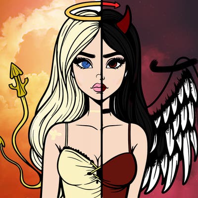 devil vs angel realistic girl