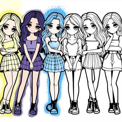 a group of girls realistic