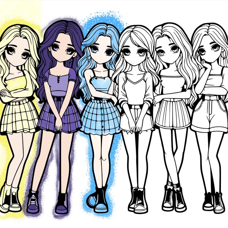 a group of girls realistic