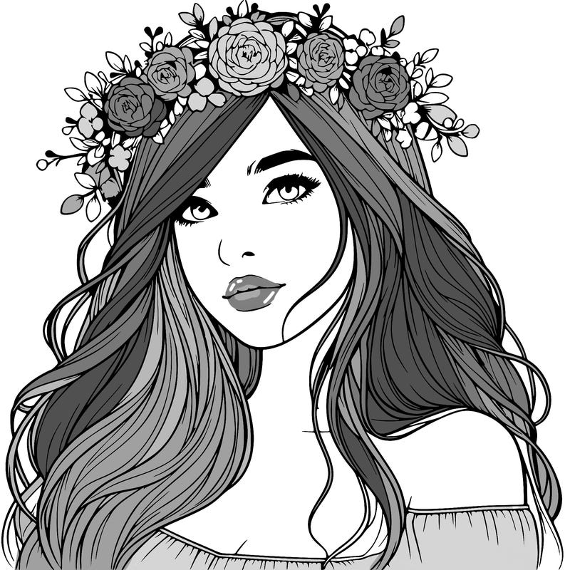 realistic girl with flower crown