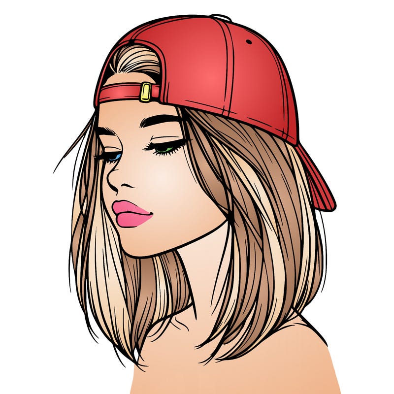 realistic  girl with a backwards hat