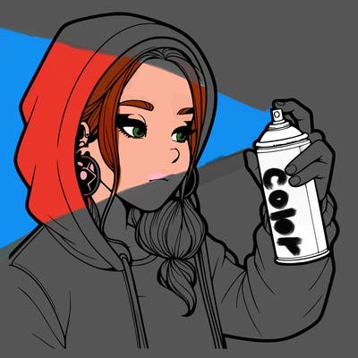 a realistic girl, spray painting