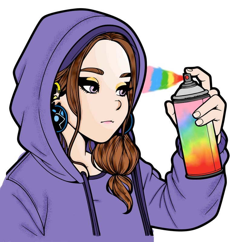 a realistic girl, spray painting