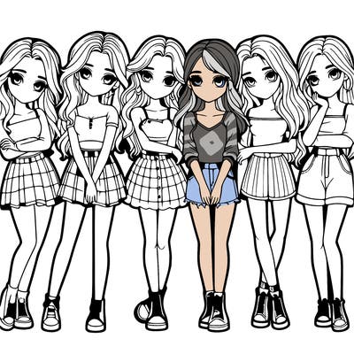 a group of girls realistic