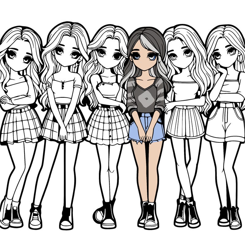 a group of girls realistic