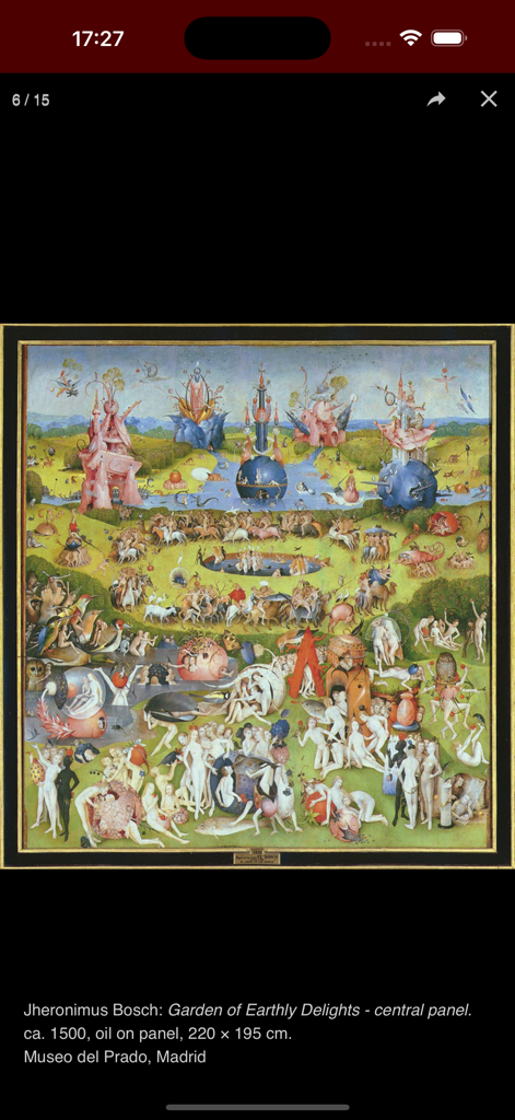 ArtBible - Panel central de El jardín de las delicias terrenales de Jheronimus Bosch en la aplicación ArtBible