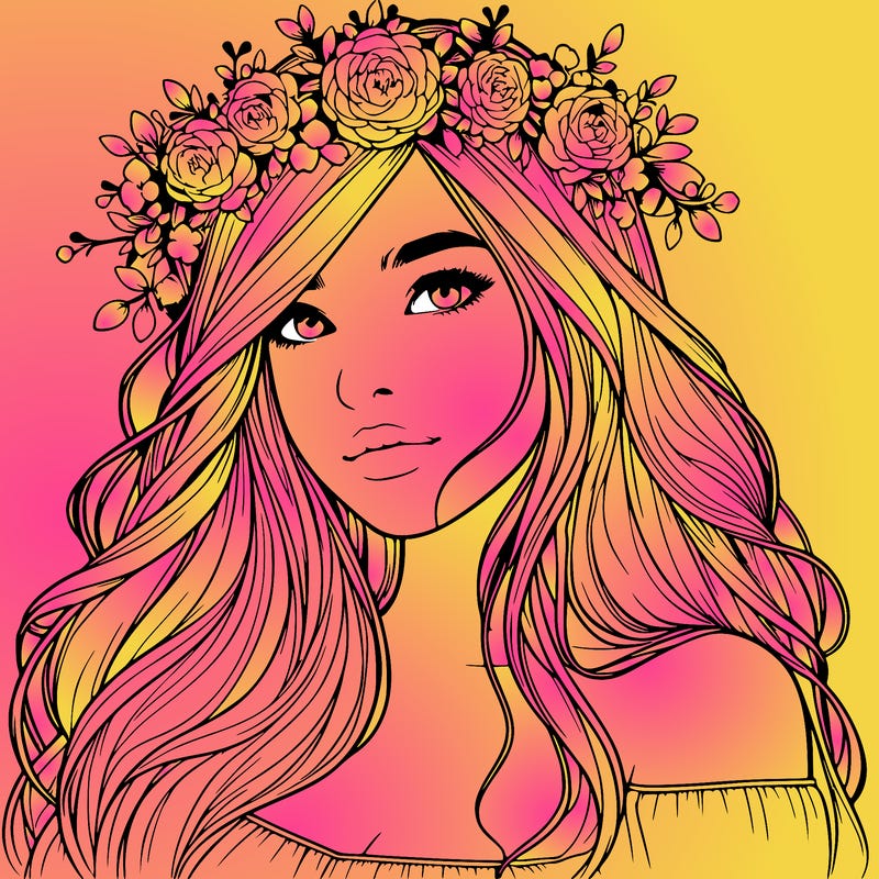 realistic girl with flower crown