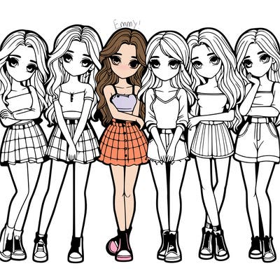 a group of girls realistic