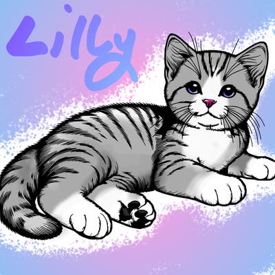 a realistic kitten laying down