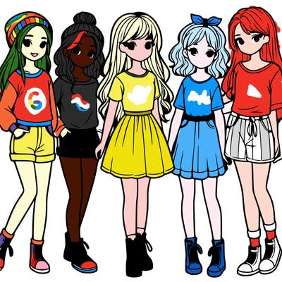 a group of five girls