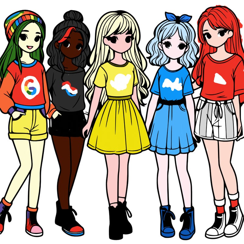 a group of five girls